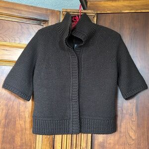 Tahari Dark Brown Wool Cardigan, Size Small